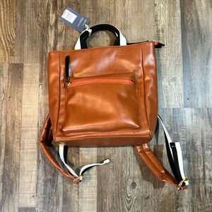 Universal Threads Brown Mini Backpack Purse Leather White Black NWT